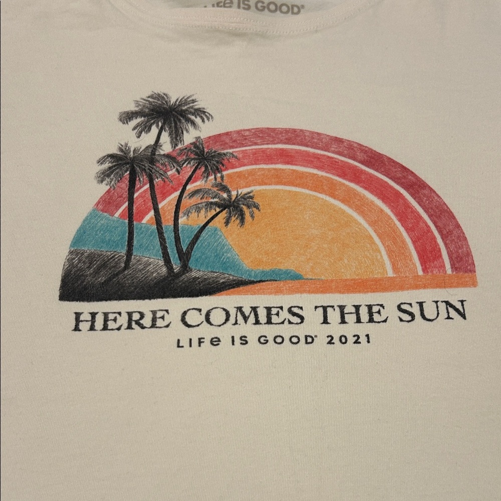 Life Is Good Women's Cream 'Here Comes The Sun' Tee sz:medium - Picture 2 of 4